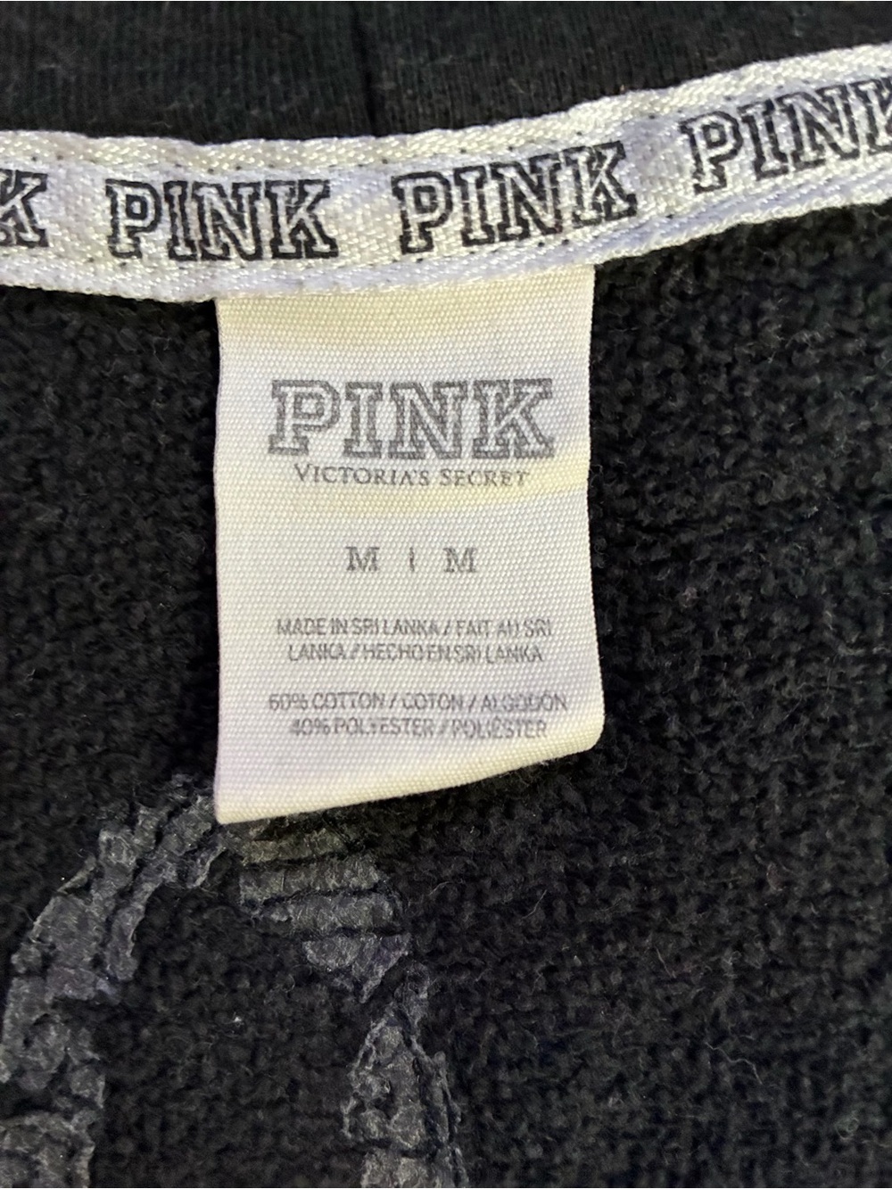 Victorias Secret PINK Y2K 2010s Sequin Bling Lounge Zip Up Hoodie Logo Black S - Picture 5 of 9